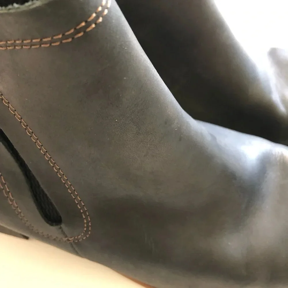 Korks by Korks-Ease Black Leather Tea Ankle Boots 9.5M - Picture 5 of 14